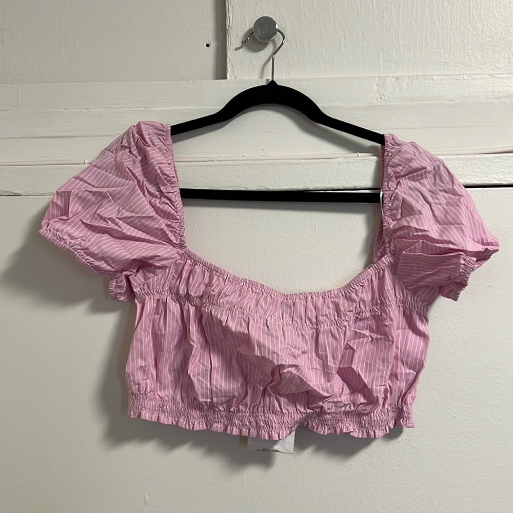 Zara Pink Pinstripe Crop Top